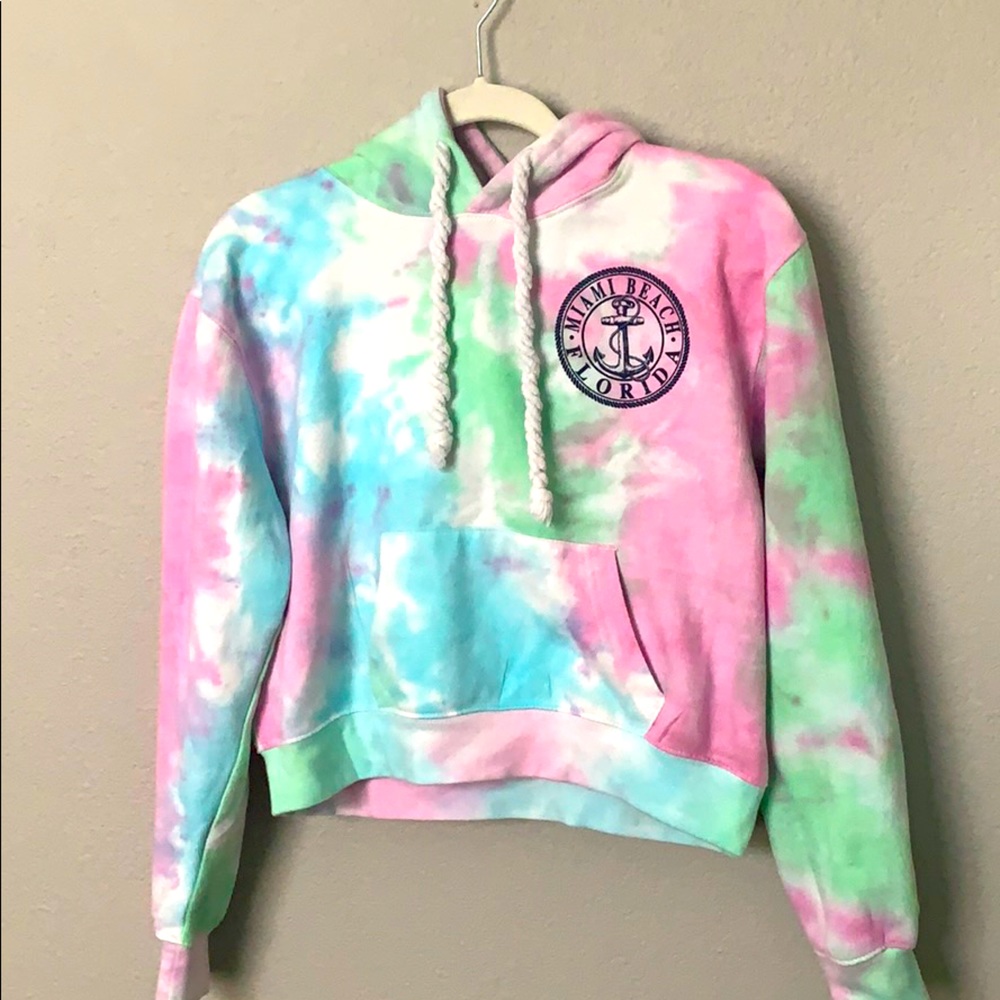 Tie dye crop Miami Florida sweatshirt!